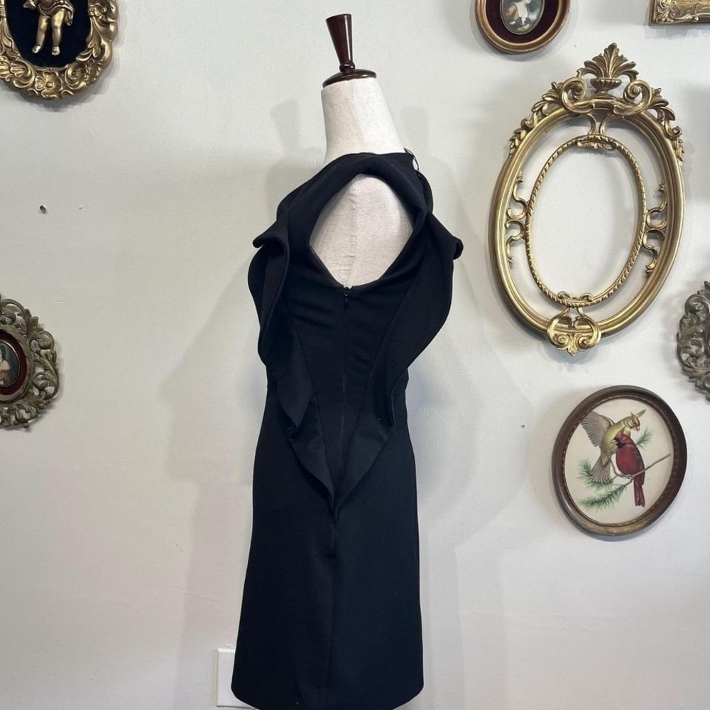 Maje Paris Vintage Aesthetic Black Ruffle Trim Cocktail Mini Dress Size 2